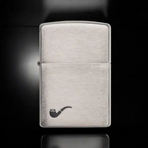 ZIPPO Pipe Lighter Brushed Chrome with specialized pipe insert