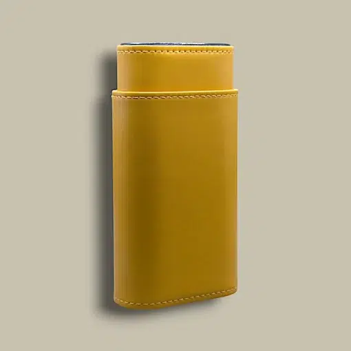 Yellow Leather Cigar Case CLC-10-YL Front View