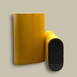 Open Yellow Leather Cigar Case CLC-10-YL with Carbon Fiber Base