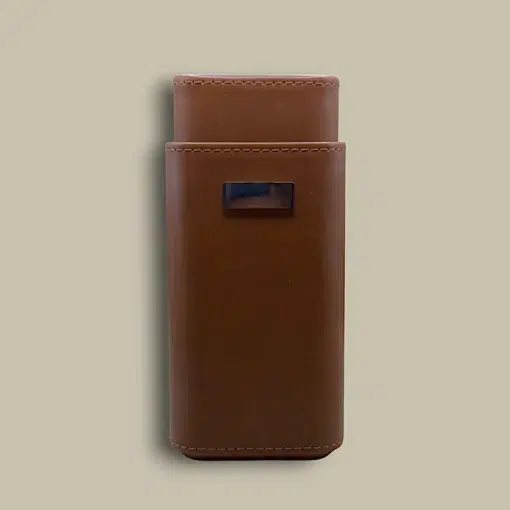 Brown Leather Cigar Case CLC-19-BR Front View