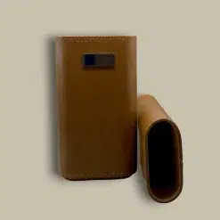 Open Brown Leather Cigar Case CLC-19-BR with Wood Lining