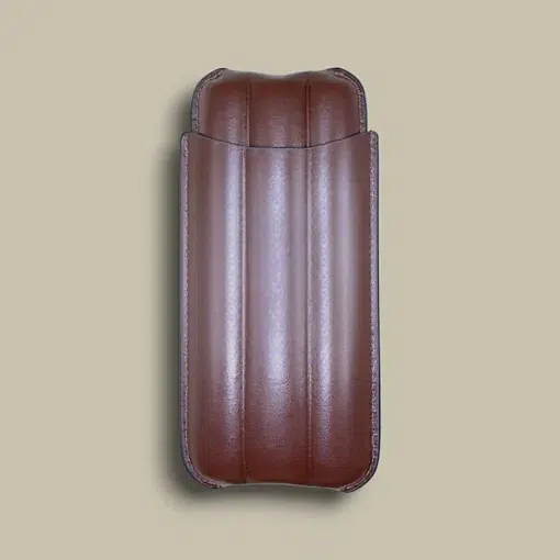 Brown Triple Cigar Case Front View CLC-38-BR