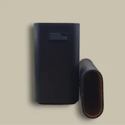Open View of Black Leather Cigar Case CLC-42-BK with Wood Lining