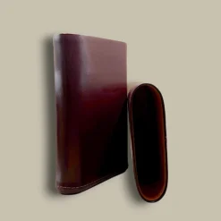 Open Dark Brown Leather Cigar Case CLC-62-BR with Wood Interior