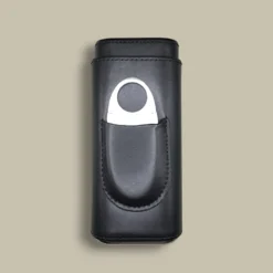 Black Leather Cigar Case with Cutter CLC-68-BK
