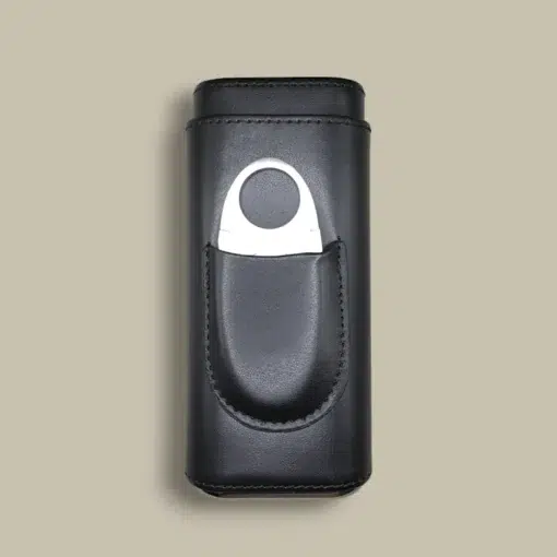 Black Leather Cigar Case with Cutter CLC-68-BK
