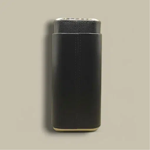 Black Leather Cigar Case CLC-69-BK Angled Side View
