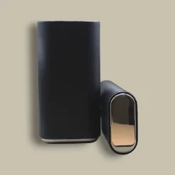 Open View of Black Leather Cigar Case CLC-69-BK with Steel Ends