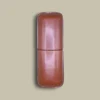 Brown Leather Double Cigar Case Front View CLC-83-BK
