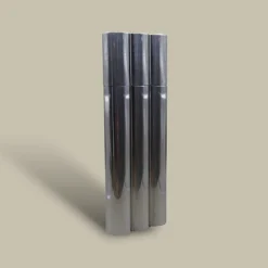 Compact Stainless Cigar Tube with Flask CTB-09-WT Angled Side View