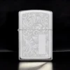 ZIPPO® Pipe Lighter Brushed Chrome Venetian with detailed floral engraving
