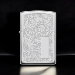 ZIPPO® Pipe Lighter Brushed Chrome Venetian with detailed floral engraving
