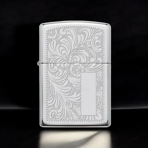 ZIPPO® Pipe Lighter Brushed Chrome Venetian with detailed floral engraving