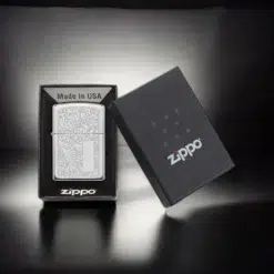 ZIPPO® Pipe Lighter Brushed Chrome Venetian with classic floral pattern engraving