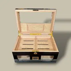 Black Lacquer Cigar Humidor Open Top View HM-210L-BK