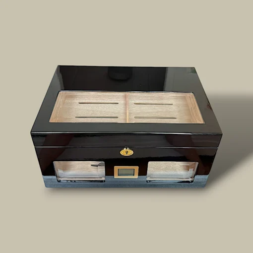 Black Cigar Humidor Top Glass and Divider HM-210L-BK