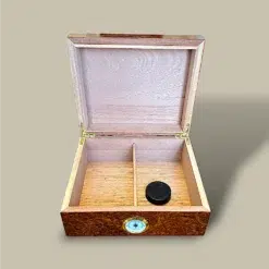 Burl Wood Cigar Humidor HM-116M-BU – Open Interior