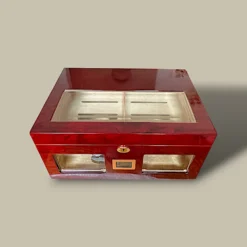 Cherry Lacquer Cigar Humidor Top Glass Angle HM-211L-CH