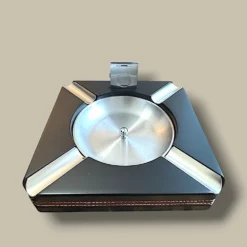 Cigar Ashtray Black Metal ASH-CG04BK – Angled View