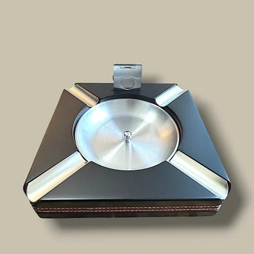 Cigar Ashtray Black Metal ASH-CG04BK – Angled View