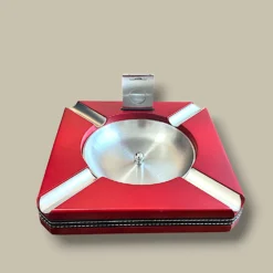 Cigar Ashtray Red Metal ASH-CG05RD – Angled View