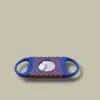 Cigar Cutter Double Blade Blue Red Checkered DB-24BL – Front View