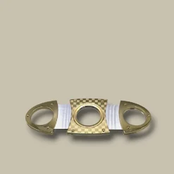 Cigar Cutter Double Blade Gold Checkered DB-11G – Open View