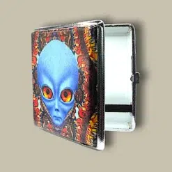Blue Alien Cigarette Case CC-54 – Open Angle View