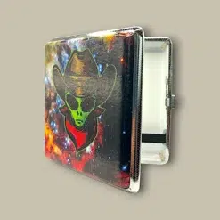 Cowboy Alien Cigarette Case CC-51 – Open Angle View