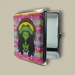 Rasta Alien Cigarette Case CC-52 – Open Angle View