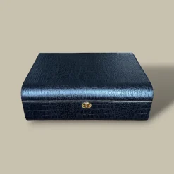 Crocodile Leather Cigar Humidor Top View HM-205L-DB
