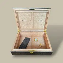 Crocodile Leather Humidor Open Lid Interior View HM-205L-DB