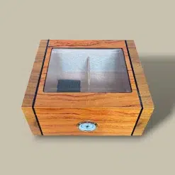 Glass Top Burl Humidor Front View HM-116A-BU
