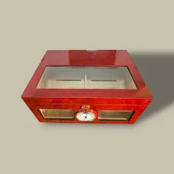 Large Red Glass Humidor Top Angle HM-201L-CH