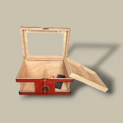 Open Red Wood Humidor Interior Tray HM-207L-CH