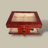Red Wood Cigar Humidor Top Glass Angle HM-207L-CH