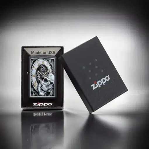 ZIPPO® Skull Clock Design Lighter with Box 29854