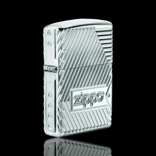 ZIPPO® Bolts Lighter Side Angle – Chrome Body