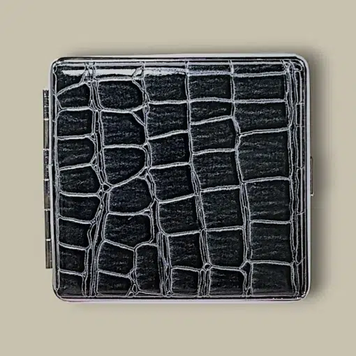 Black Crocodile Leather Cigarette Case CC-32 Front View