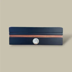 Black Cigar Humidor HM-105B-MT with Red Stitch – Front View