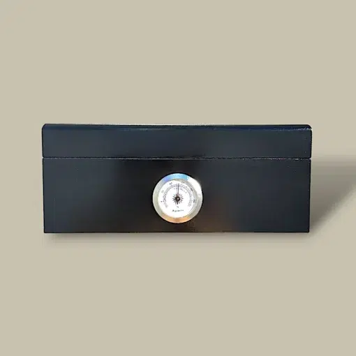 Black Lacquer Cigar Humidor HM-116M-BK – Front View