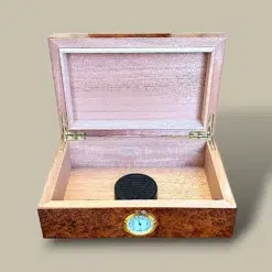 Brown Burl Wood Cigar Humidor HM-106B-BR – Open View