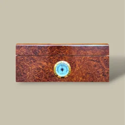 Burl Wood Cigar Humidor HM-116M-BU – Front View