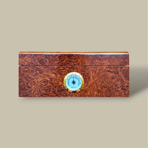 Burl Wood Cigar Humidor HM-116M-BU – Front View
