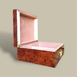Burl Wood Cigar Humidor HM-116M-BU – Side Open View