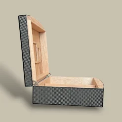 Carbon Fiber Checker Cigar Humidor HM-105AF-CF – Side Angle