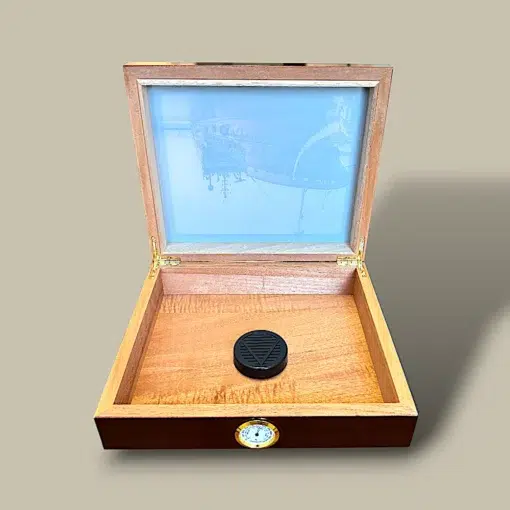 Cherry Glass Ship Humidor HM-111G-CH – Open View