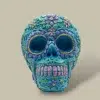 Blue Floral Skull Cigar Ashtray ASH-CT01AE – Front View