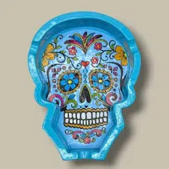 Blue Painted Skull Cigar Ashtray ASH-CT01SB – Top View