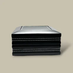 Black Leather Cigar Ashtray Box Set ASH-CG07BK – Top View
